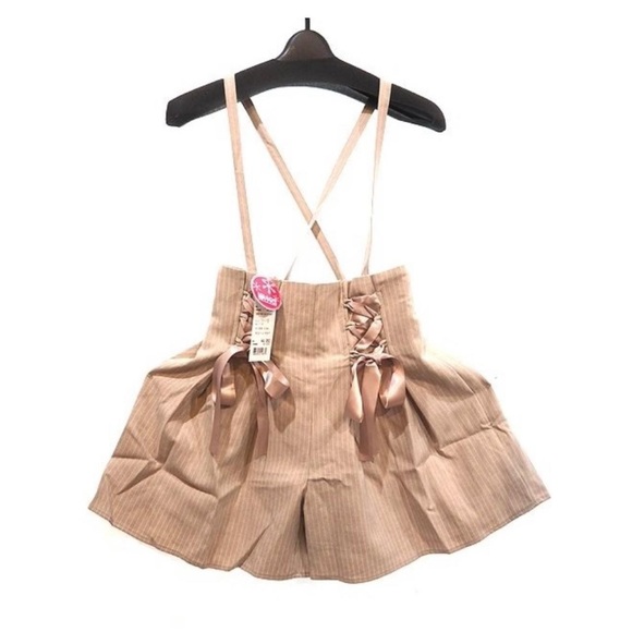 Pink Striped Suspender Skirt/Shorts - Picture 6 of 9